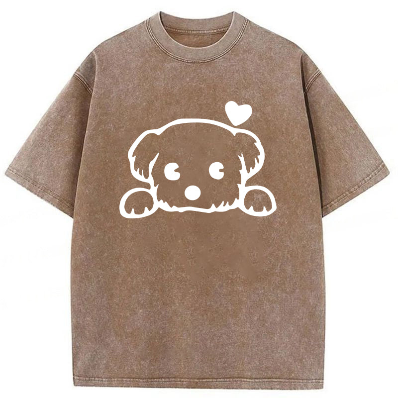 Adorable Dog Sketch Washed Unisex Tee