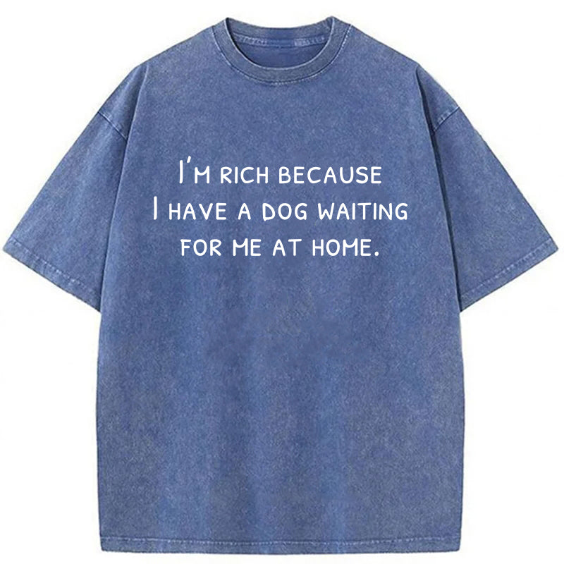 I Have A Dog Waiting For Me At Home Washed Unisex Tee
