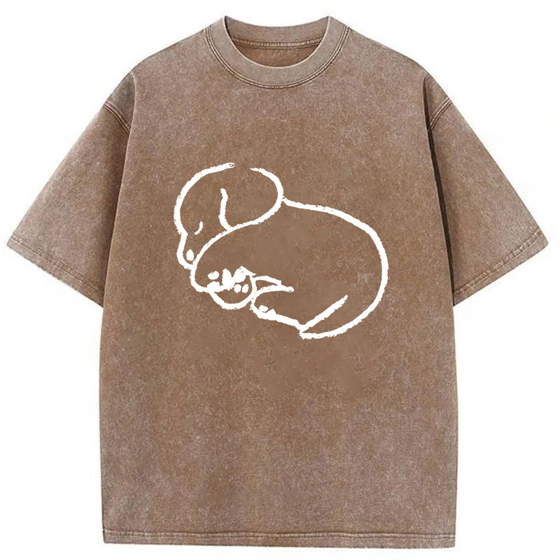 Sleeping Dog Sketch Washed Unisex Tee