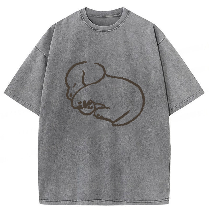 Sleeping Dog Sketch Washed Unisex Tee