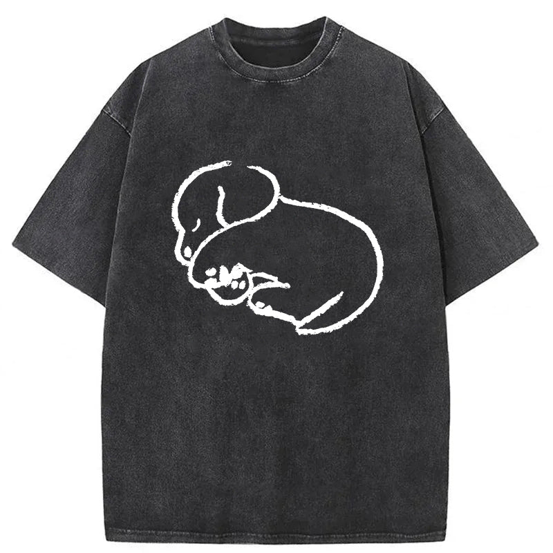 Sleeping Dog Sketch Washed Unisex Tee