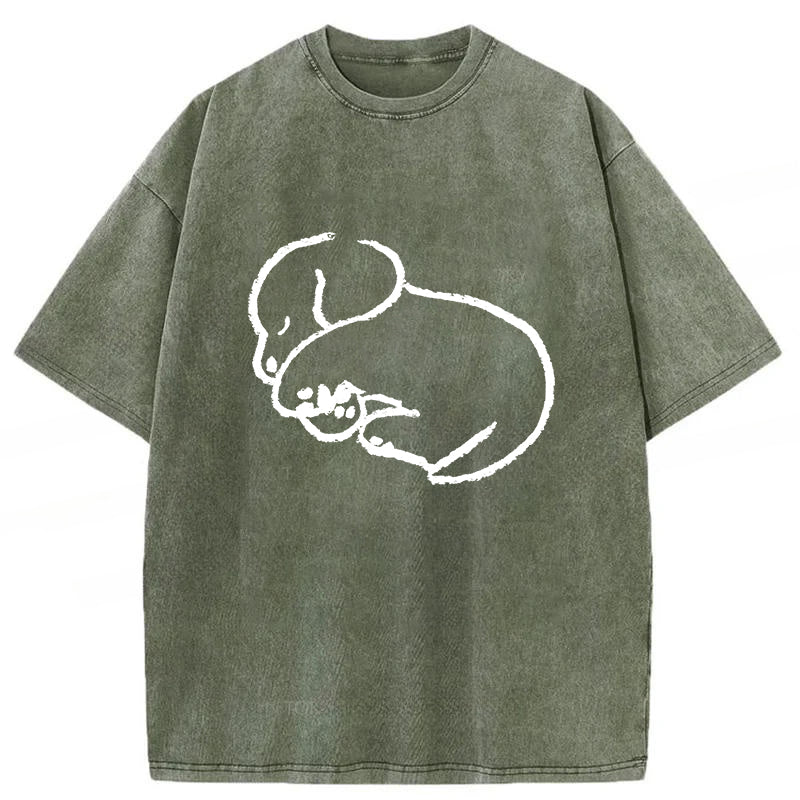 Sleeping Dog Sketch Washed Unisex Tee