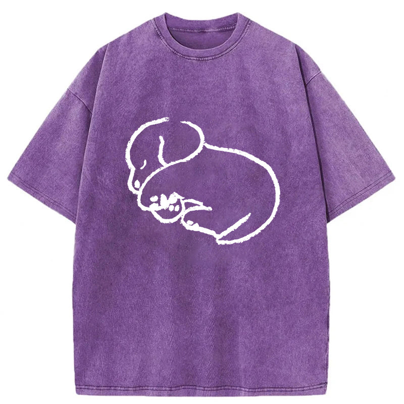 Sleeping Dog Sketch Washed Unisex Tee
