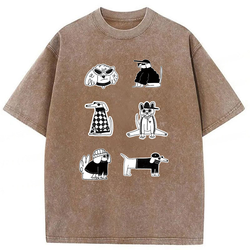 Gentalman Dog Sketch Washed Unisex Tee