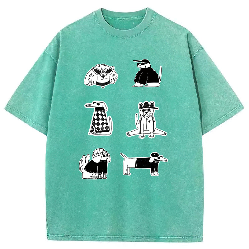 Gentalman Dog Sketch Washed Unisex Tee