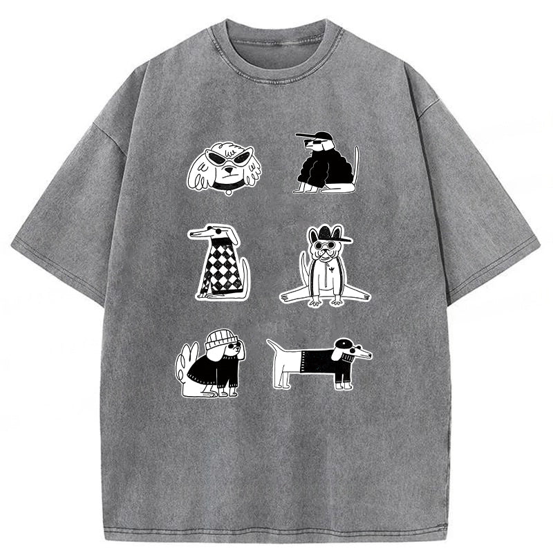 Gentalman Dog Sketch Washed Unisex Tee