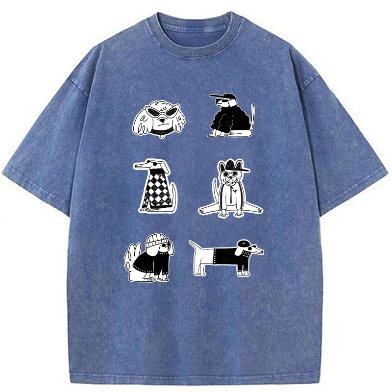 Gentalman Dog Sketch Washed Unisex Tee