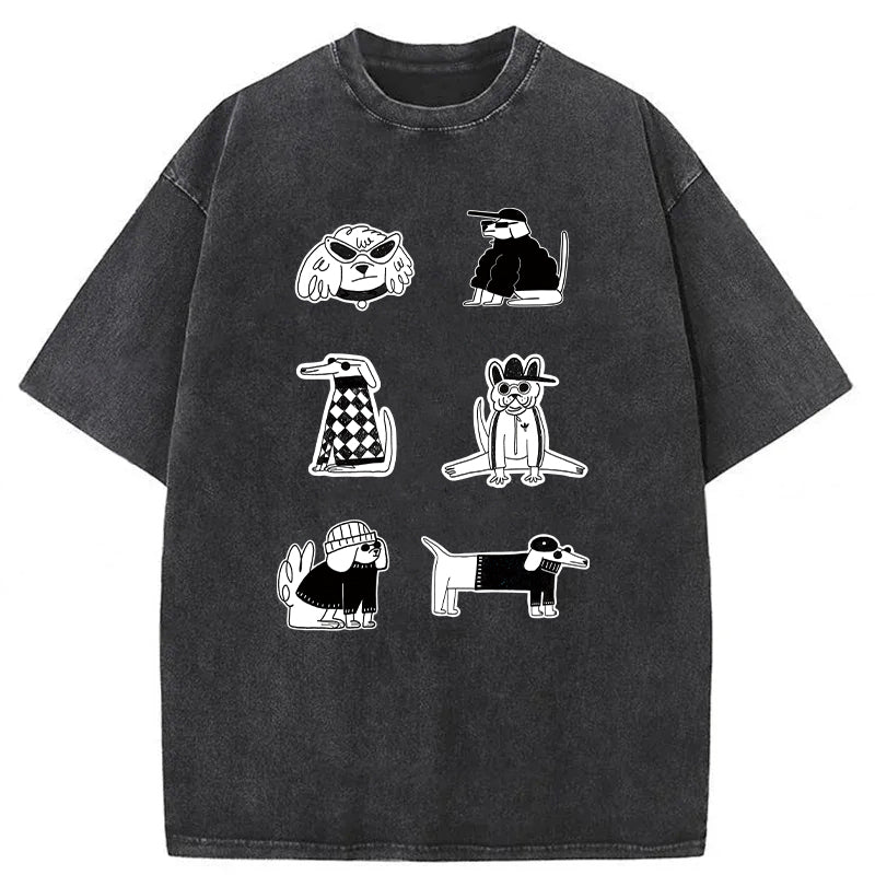 Gentalman Dog Sketch Washed Unisex Tee