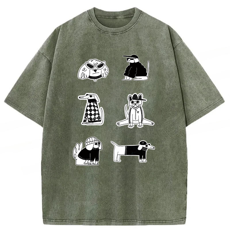Gentalman Dog Sketch Washed Unisex Tee