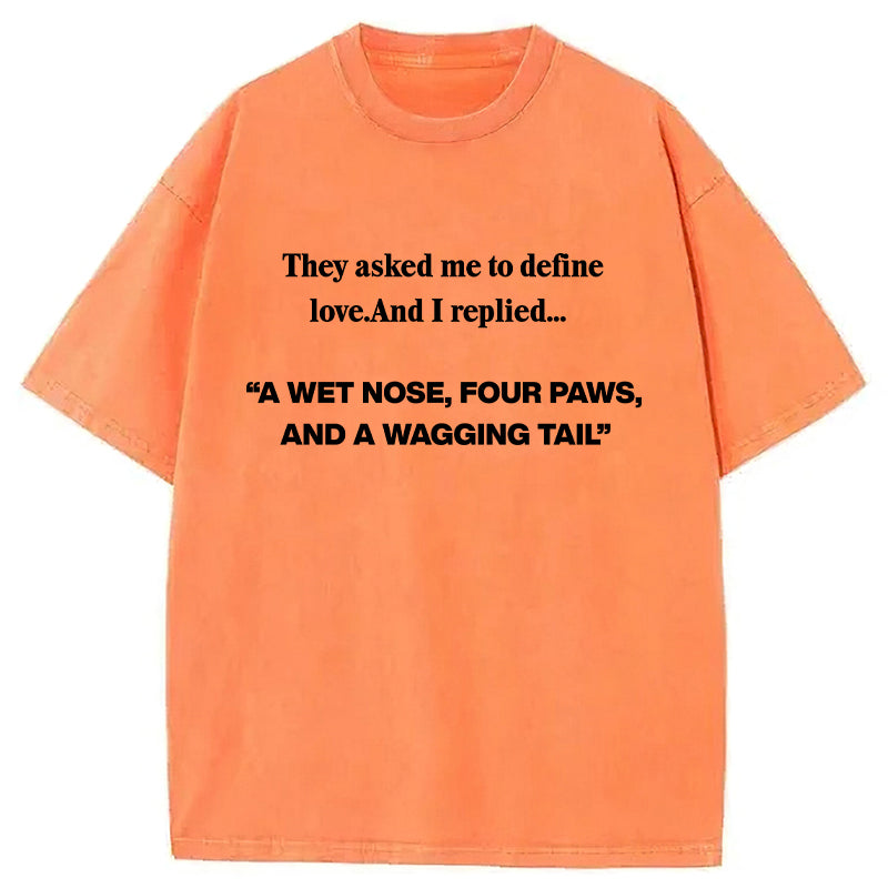 “A WET NOSE,FOUR PAWS,AND A WAGGING TAIL" Washed Unisex Tee