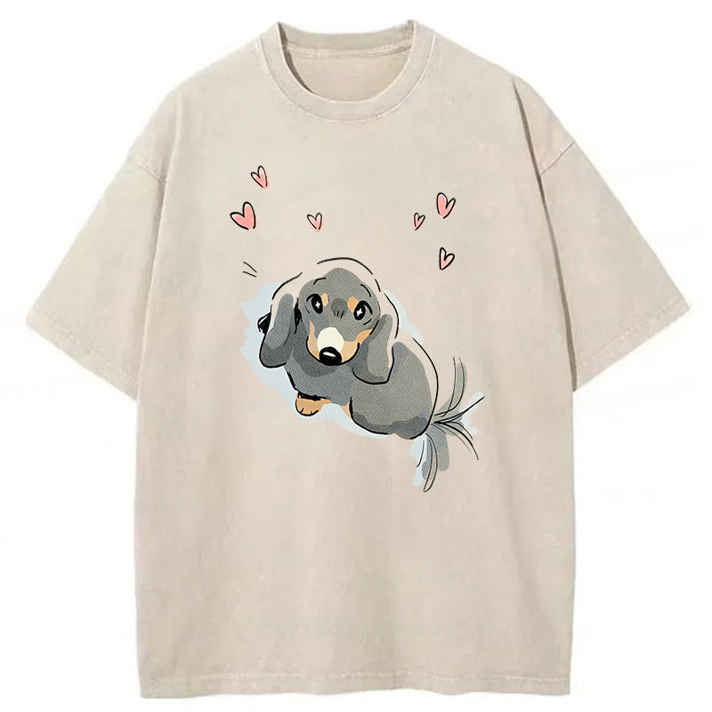 When Small Dogs See A Big One Washed Unisex Tee