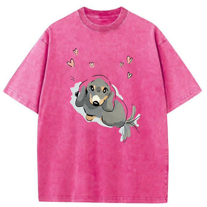 When Small Dogs See A Big One Washed Unisex Tee