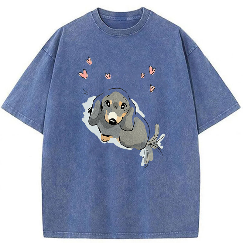 When Small Dogs See A Big One Washed Unisex Tee