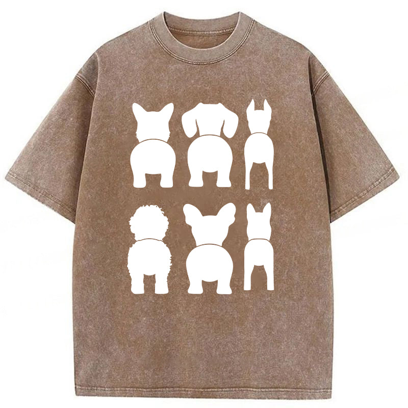 Funny Dog Silhouette Washed Unisex Tee