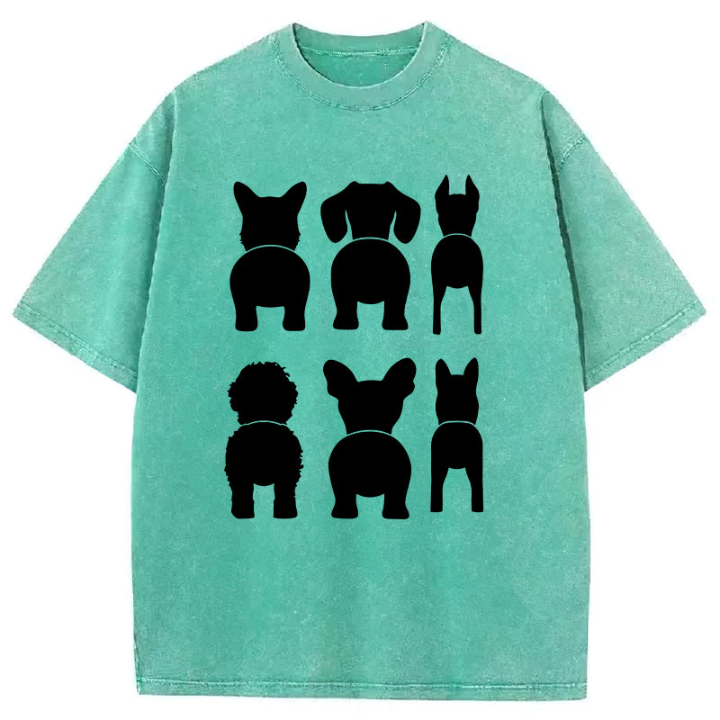 Funny Dog Silhouette Washed Unisex Tee