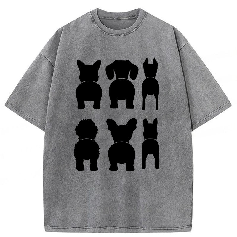 Funny Dog Silhouette Washed Unisex Tee