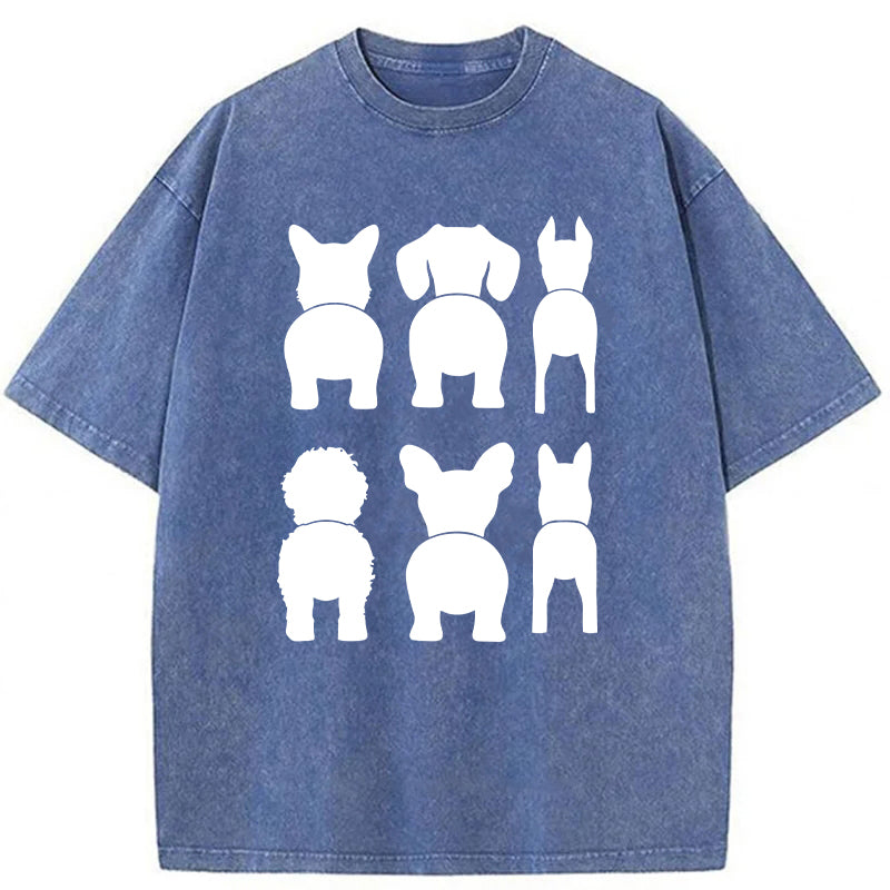 Funny Dog Silhouette Washed Unisex Tee