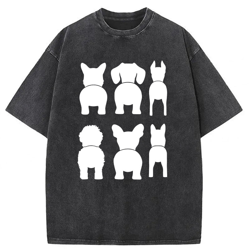 Funny Dog Silhouette Washed Unisex Tee