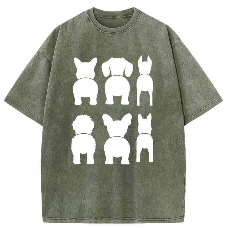 Funny Dog Silhouette Washed Unisex Tee