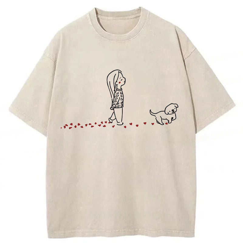 Dog Walking Washed Unisex Tee
