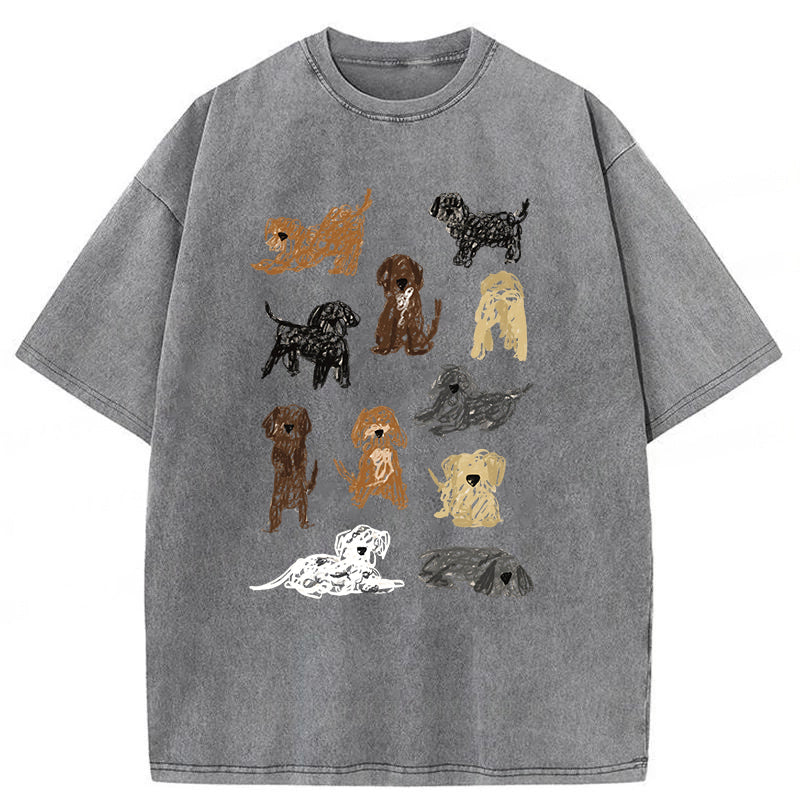 Color Pencil Drawing Of Puppy Washed Unisex Tee