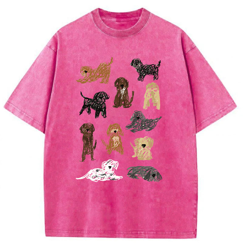 Color Pencil Drawing Of Puppy Washed Unisex Tee