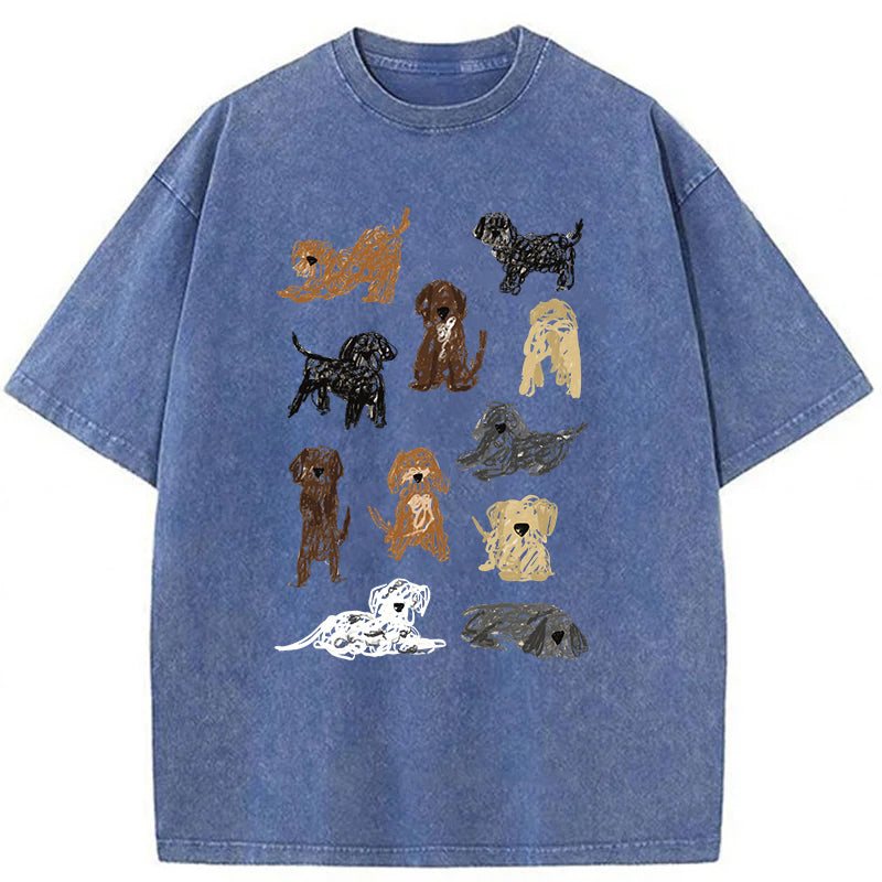 Color Pencil Drawing Of Puppy Washed Unisex Tee