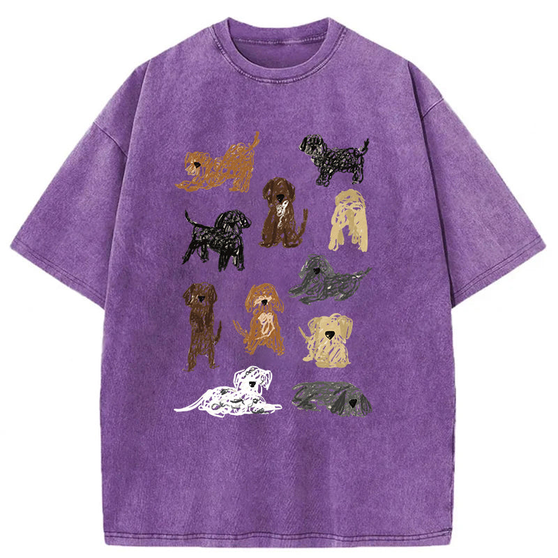 Color Pencil Drawing Of Puppy Washed Unisex Tee