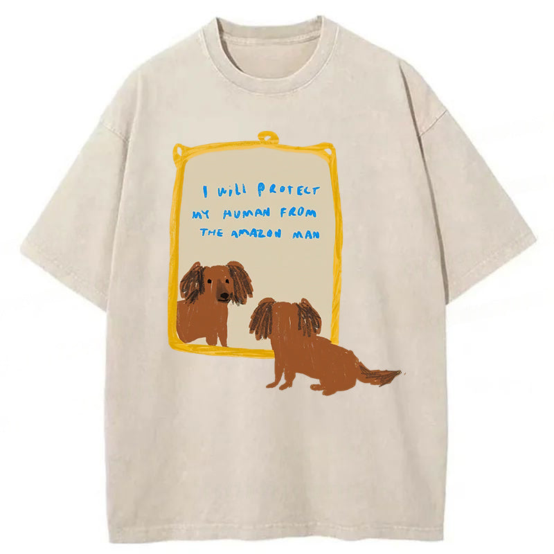 I Will Protect My Human Washed Unisex Tee