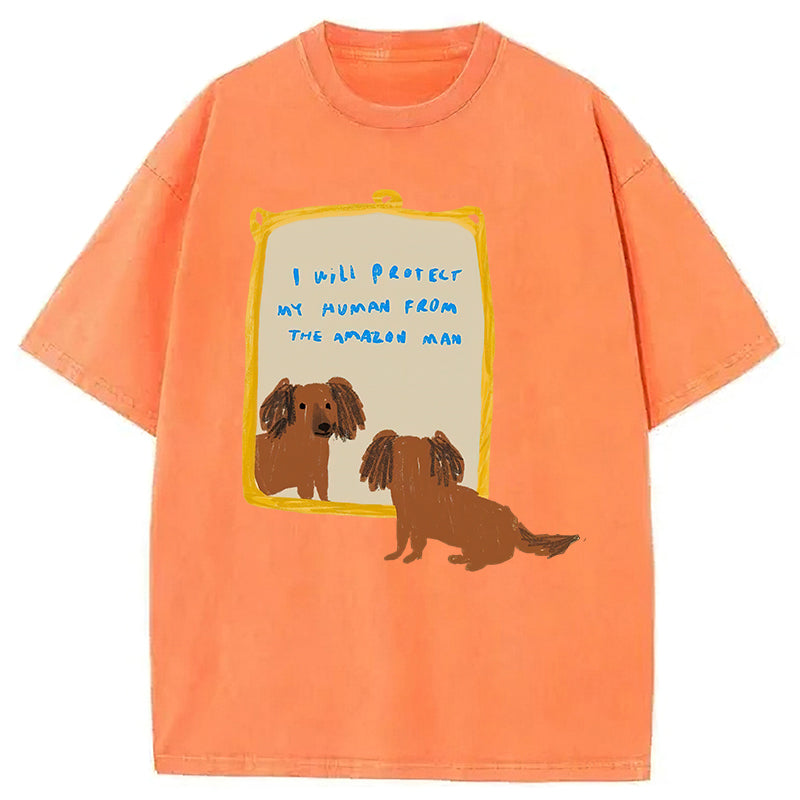 I Will Protect My Human Washed Unisex Tee