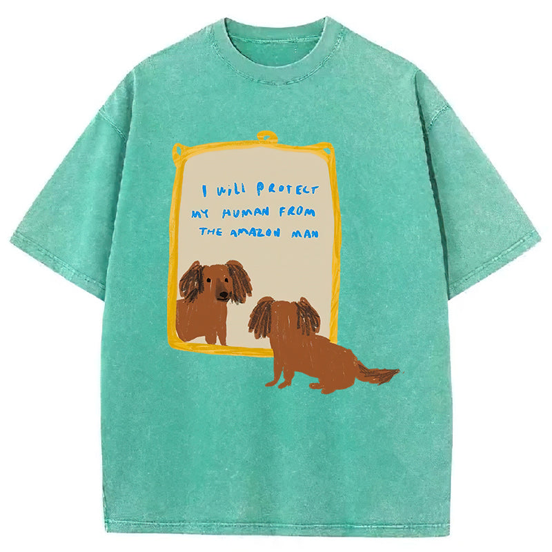 I Will Protect My Human Washed Unisex Tee
