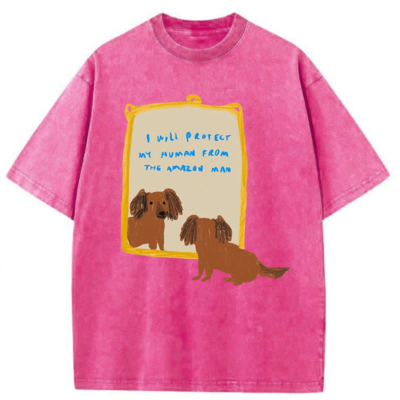 I Will Protect My Human Washed Unisex Tee