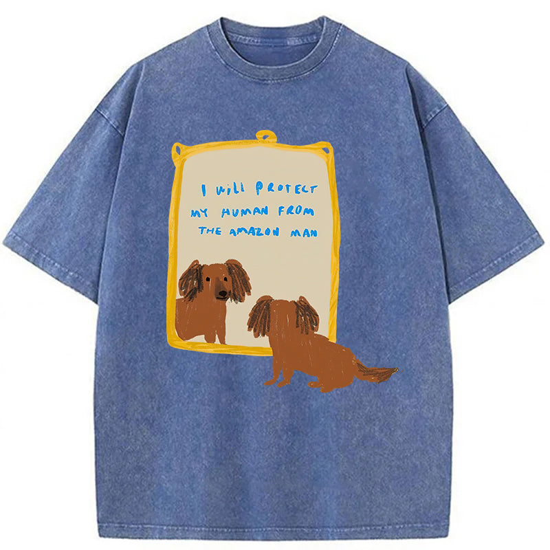 I Will Protect My Human Washed Unisex Tee