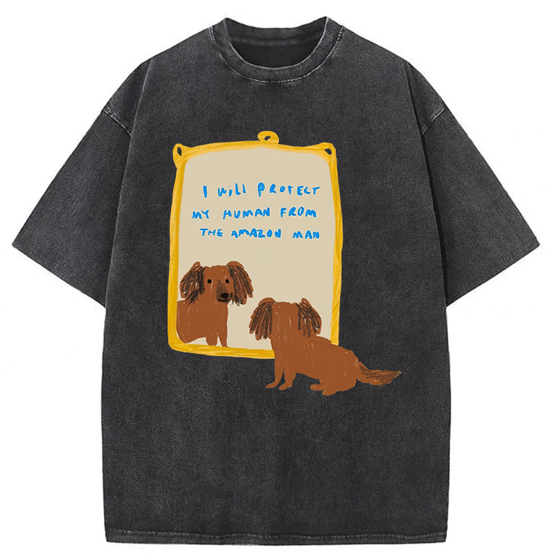 I Will Protect My Human Washed Unisex Tee
