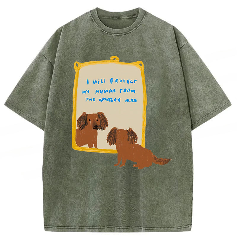 I Will Protect My Human Washed Unisex Tee