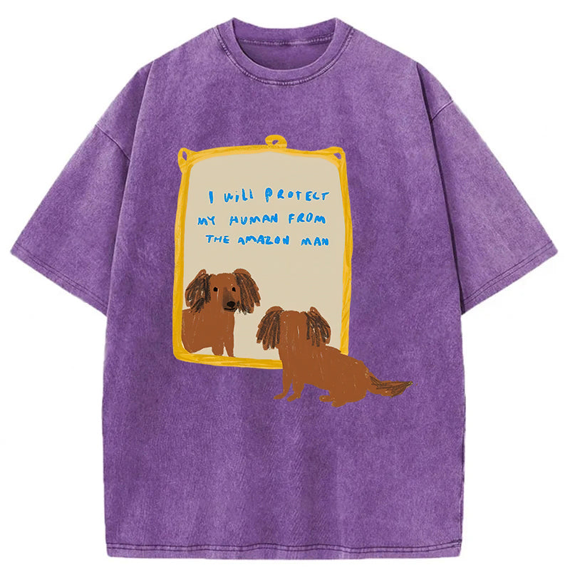 I Will Protect My Human Washed Unisex Tee