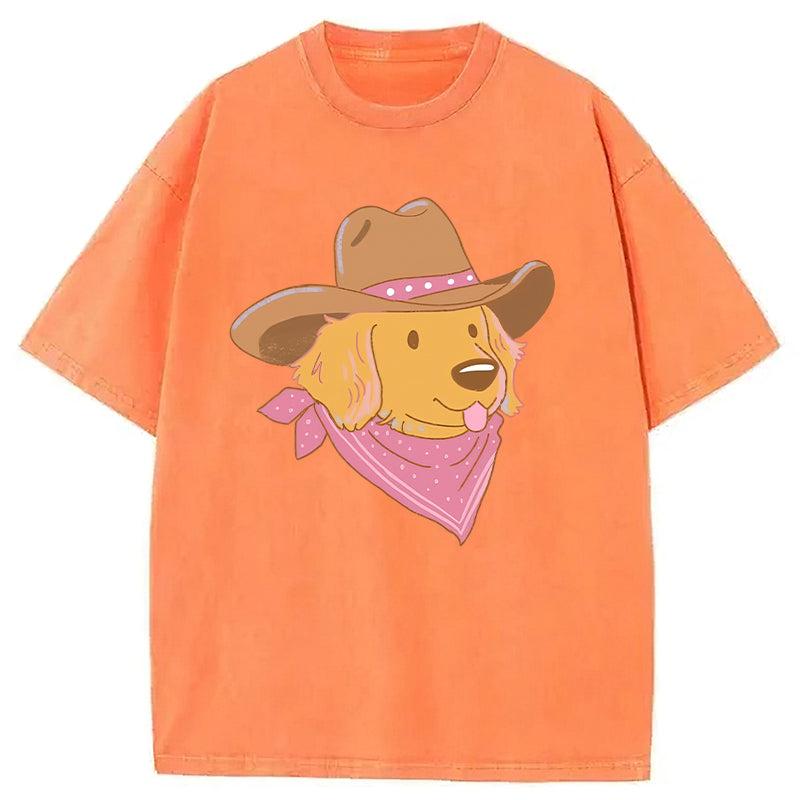 Cowboy Golden Retriever Washed Unisex Tee