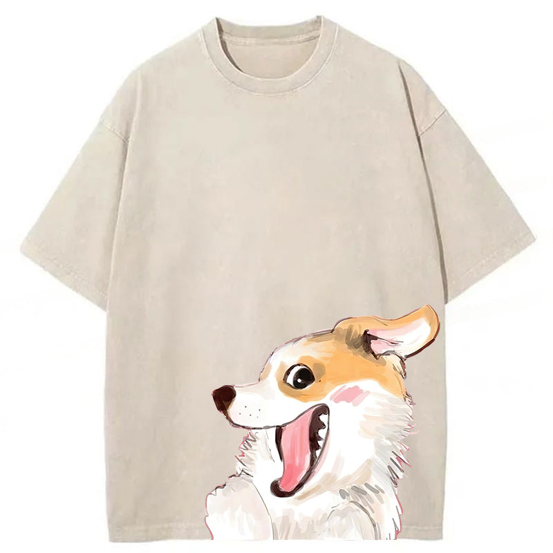 Cute Dogs Drawing Washed Unisex Tee