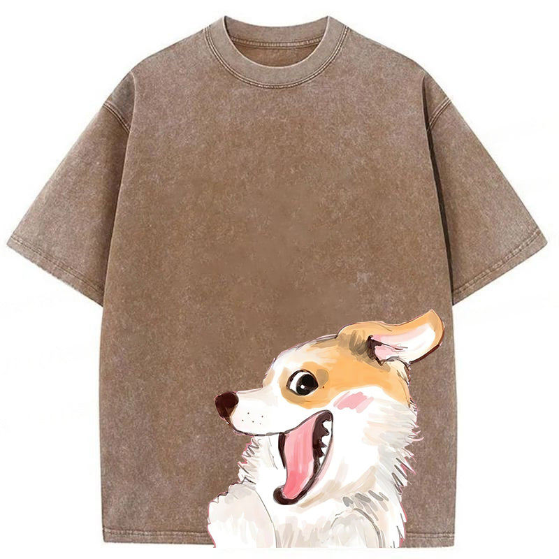 Cute Dogs Drawing Washed Unisex Tee