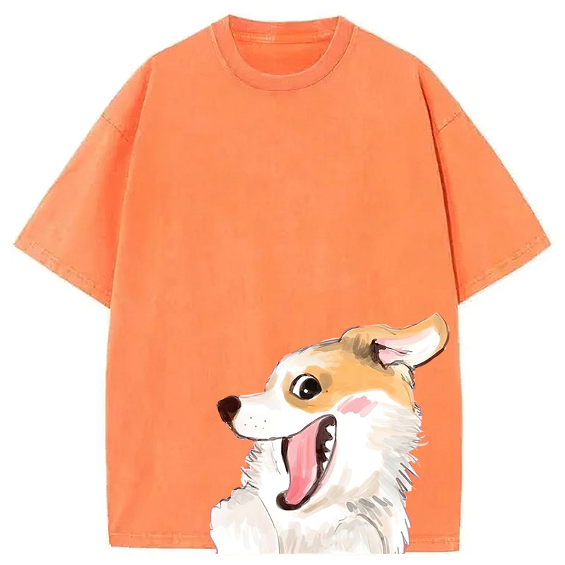 Cute Dogs Drawing Washed Unisex Tee