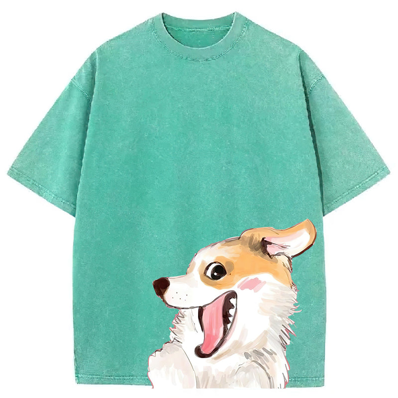 Cute Dogs Drawing Washed Unisex Tee