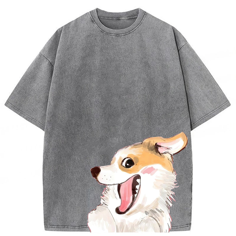 Cute Dogs Drawing Washed Unisex Tee