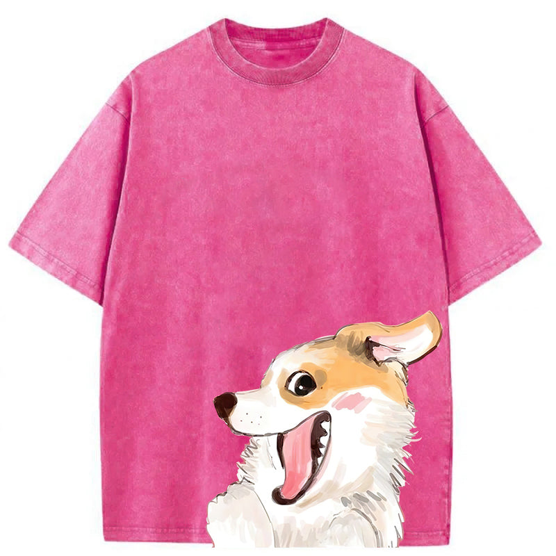 Cute Dogs Drawing Washed Unisex Tee