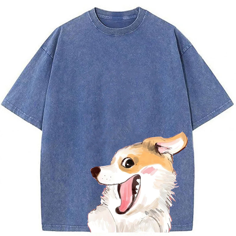 Cute Dogs Drawing Washed Unisex Tee