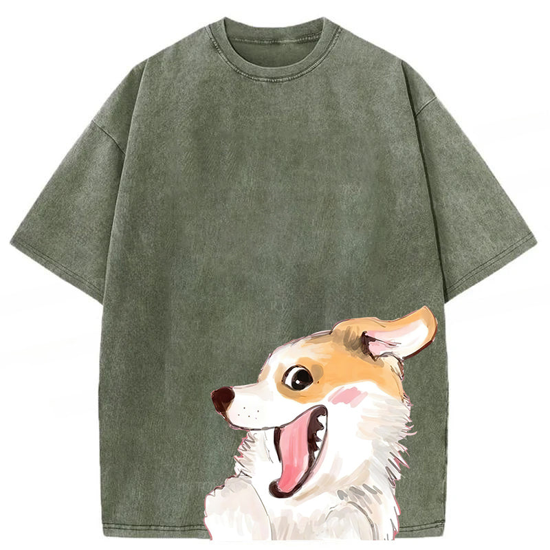 Cute Dogs Drawing Washed Unisex Tee