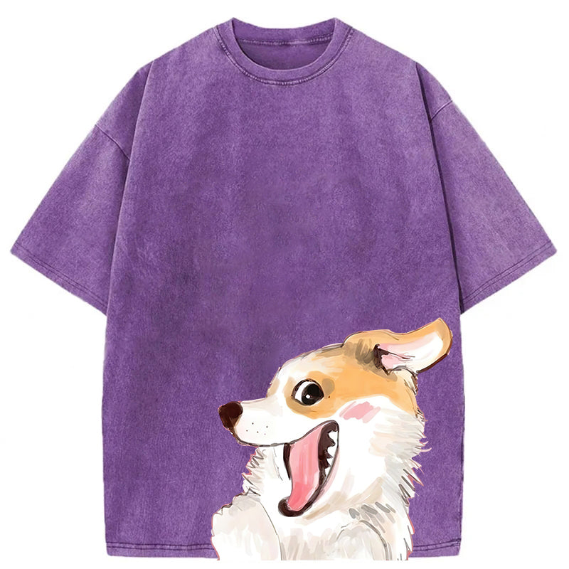 Cute Dogs Drawing Washed Unisex Tee