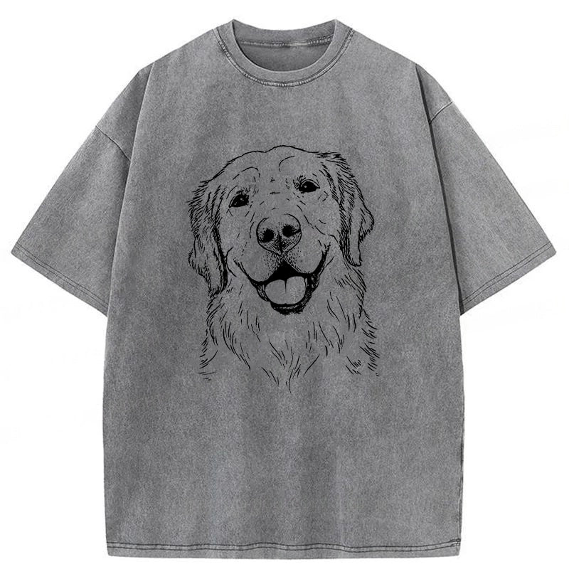 Sketch Of Golden Retriever Washed Unisex Tee
