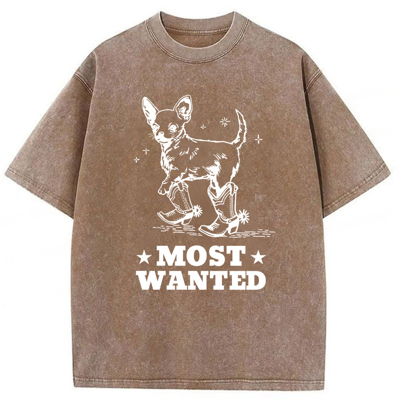 Most Wanted Chihuahua Cowboy Washed Unisex Tee