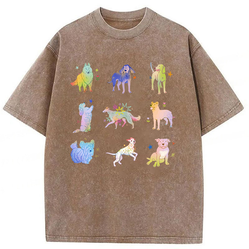 Cute Dogs Graphic Washed Unisex Tee