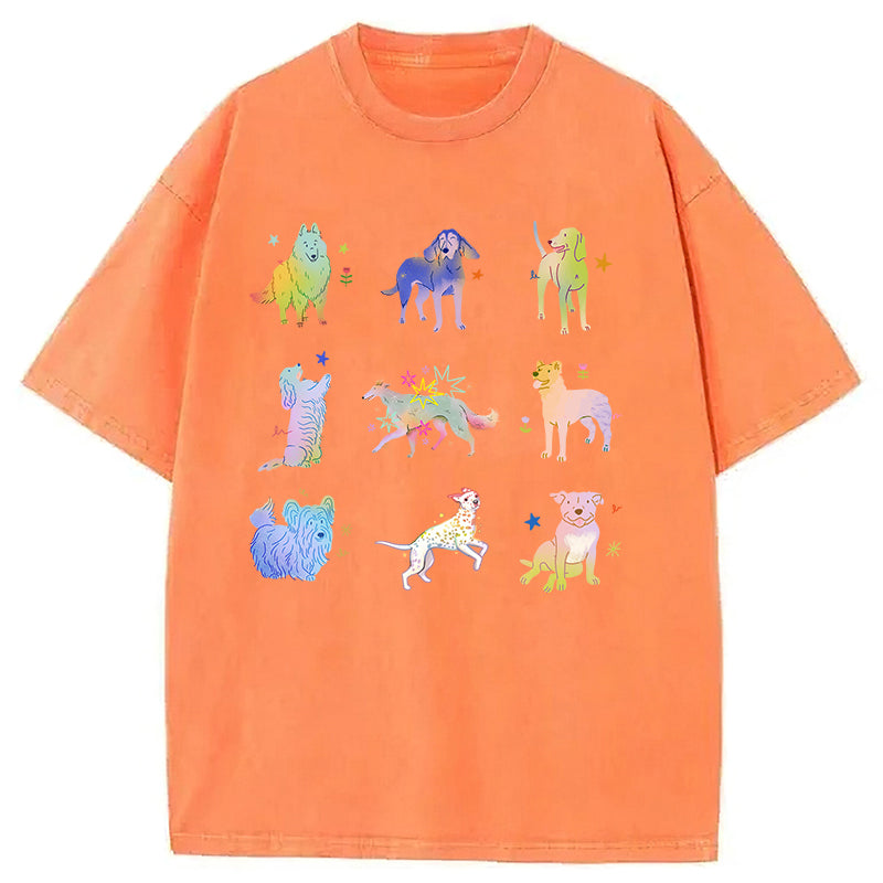 Cute Dogs Graphic Washed Unisex Tee